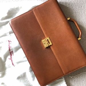 Salvatore Ferragamo vintage new leather briefcase